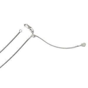 0.9mm 14k White Gold Adjustable Box Chain Necklace, 22 Inch